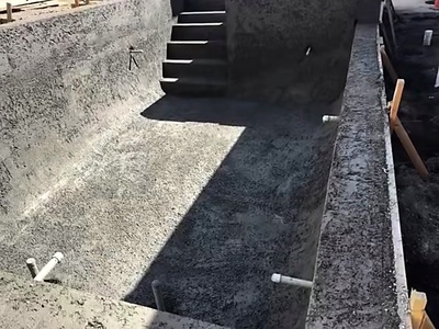 Sprayed gunite pool shell with integrated steps in La Verne, CA